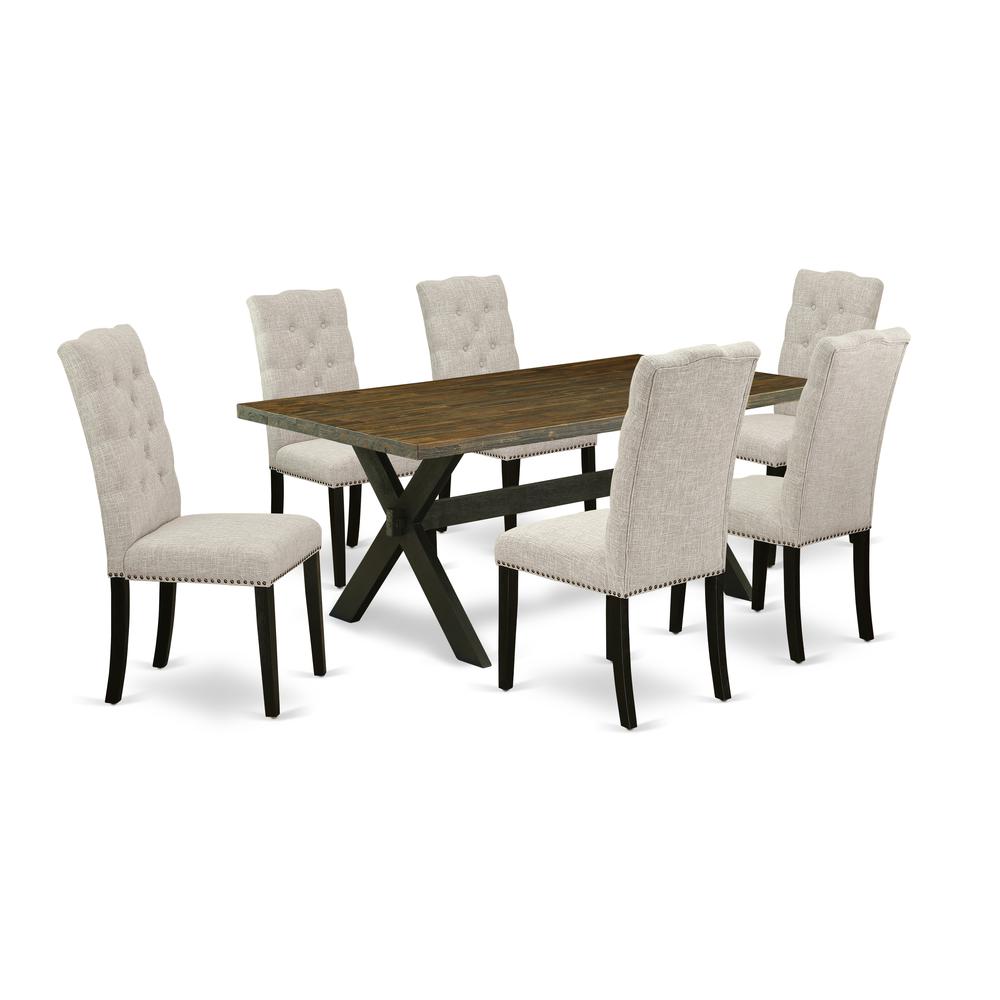 East West Furniture X677EL635-7 - 7-Piece Dining Table Set - 6 Parson Chairs and Dining Room Table Solid Wood Frame