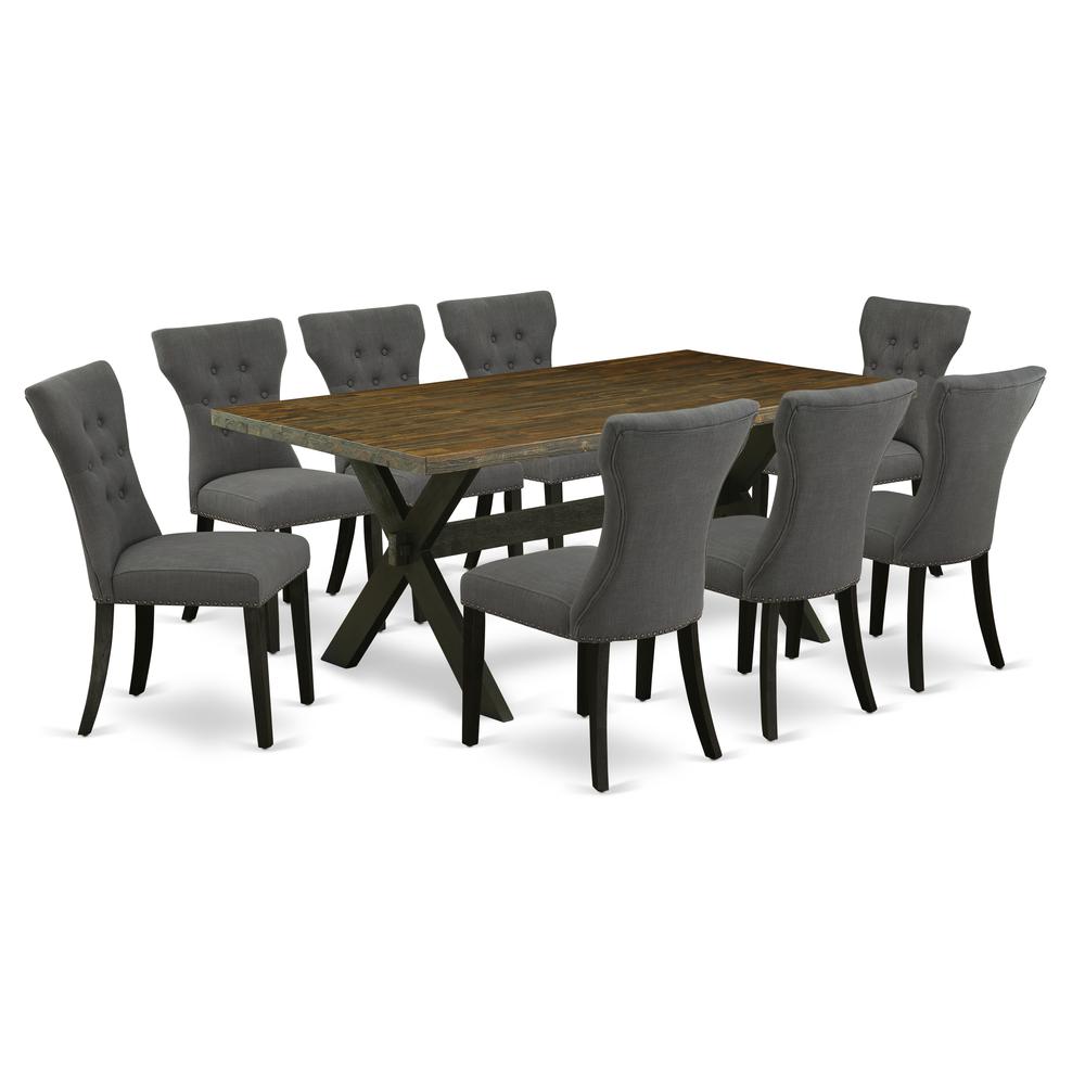 East West Furniture X677Ga650-9 - 9-Piece Dining Room Table Set - 8 Parson Chairs and Table Hardwood Frame