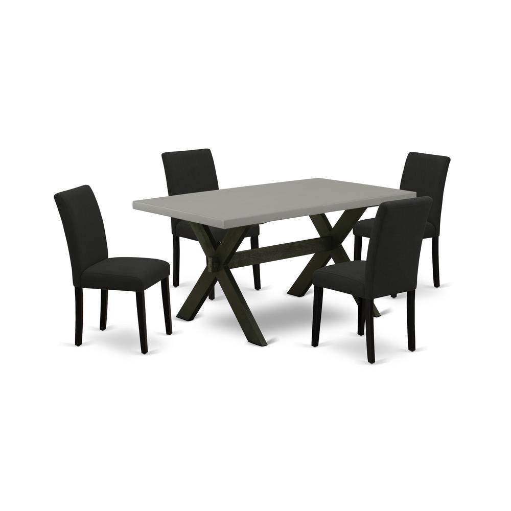 East West Furniture 5-Pc Kitchen Table Set Includes 4 Upholstered Chairs with Upholstered Seat and High Back and a Rectangular Dining Room Table - Black Finish