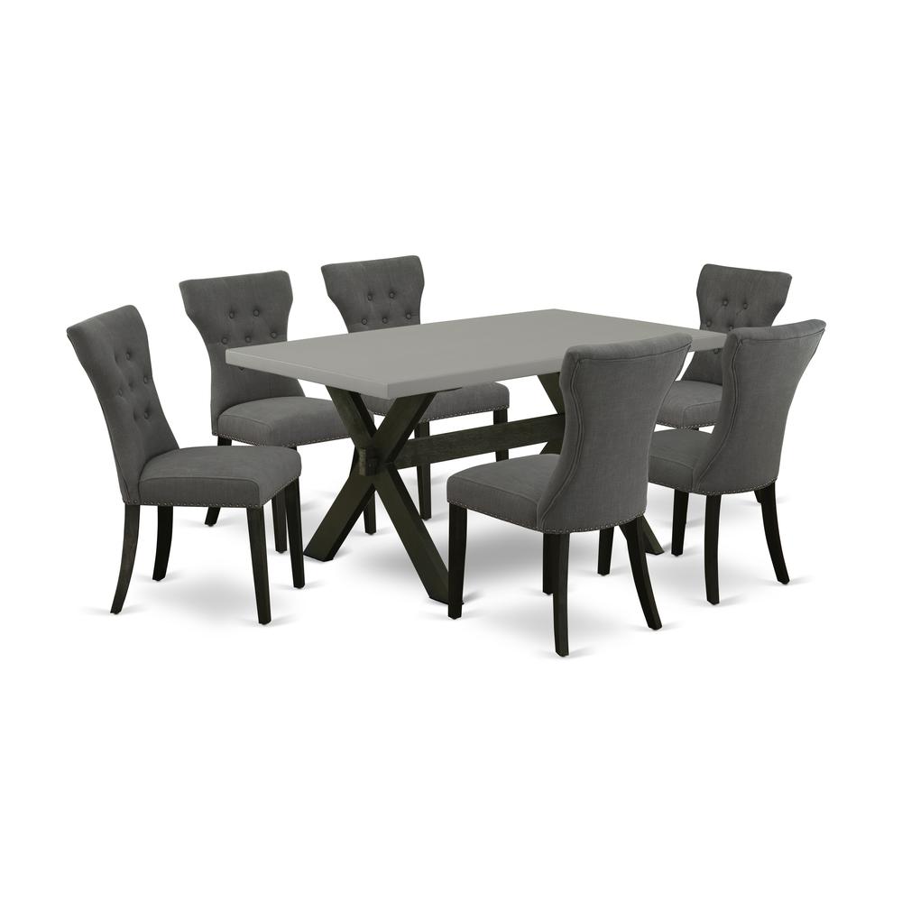 East West Furniture X696Ga650-7 - 7-Piece Rectangular Dining Table Set - 6 Parson Chairs and a Rectangular Dining Table Hardwood Frame