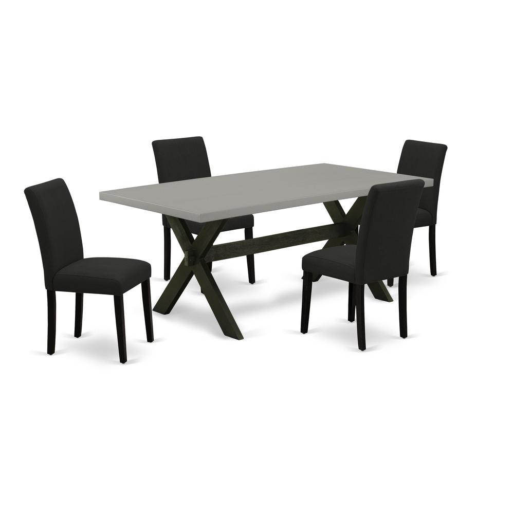 East West Furniture 5-Piece Dinette Set Includes 4 Mid Century Dining Chairs with Upholstered Seat and High Back and a Rectangular Kitchen Dining Table - Black Finish