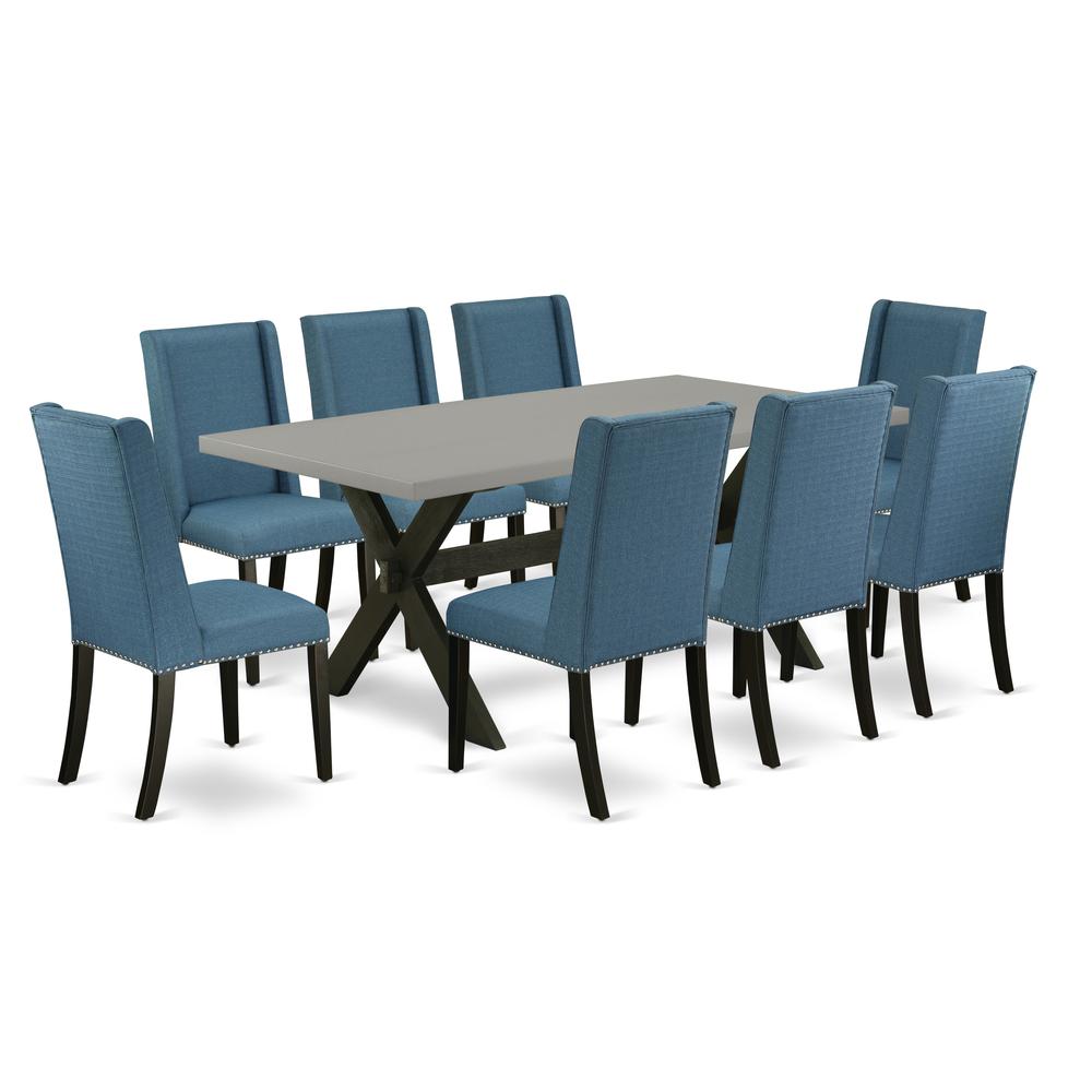 East West Furniture X697FL121-9 - 9-Piece Dining Room Table Set - 8 Parson Chairs and Table Hardwood Frame