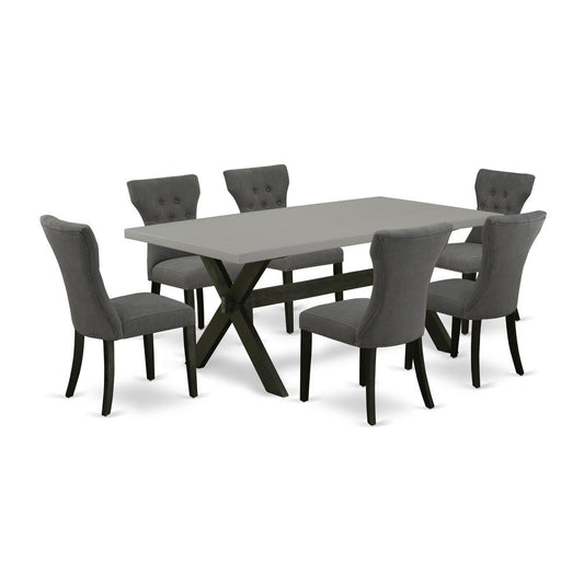 East West Furniture X697Ga650-7 - 7-Piece Rectangular Dining Table Set - 6 Parson Dining Room Chairs and Dinette Table Solid Wood Structure