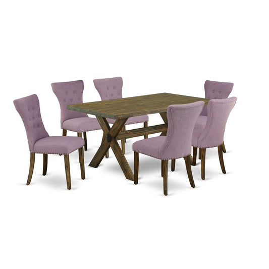 East West Furniture X776Ga740-7 - 7-Piece Kitchen Table Set - 6 Parson Chairs and Dinette Table Solid Wood Structure