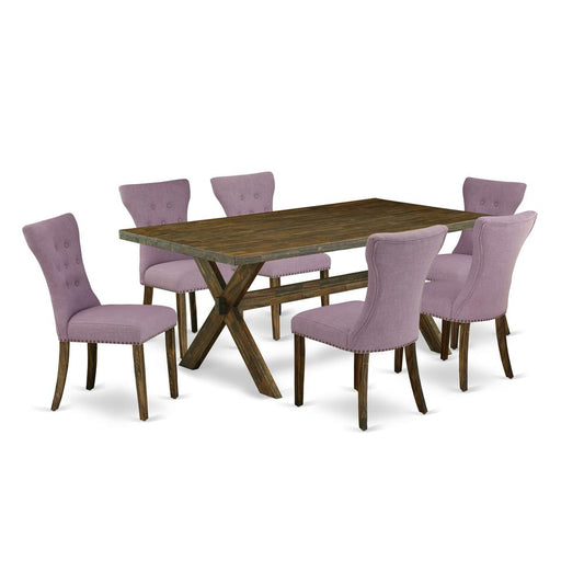 East West Furniture X777Ga740-7 - 7-Piece Dining Room Table Set - 6 Parson Dining Chairs and Dinette Table Hardwood Frame