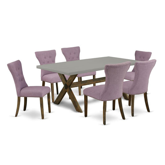 East West Furniture X797Ga740-7 - 7-Piece Dining Room Table Set - 6 Parson Dining Chairs and Dinette Table Hardwood Frame