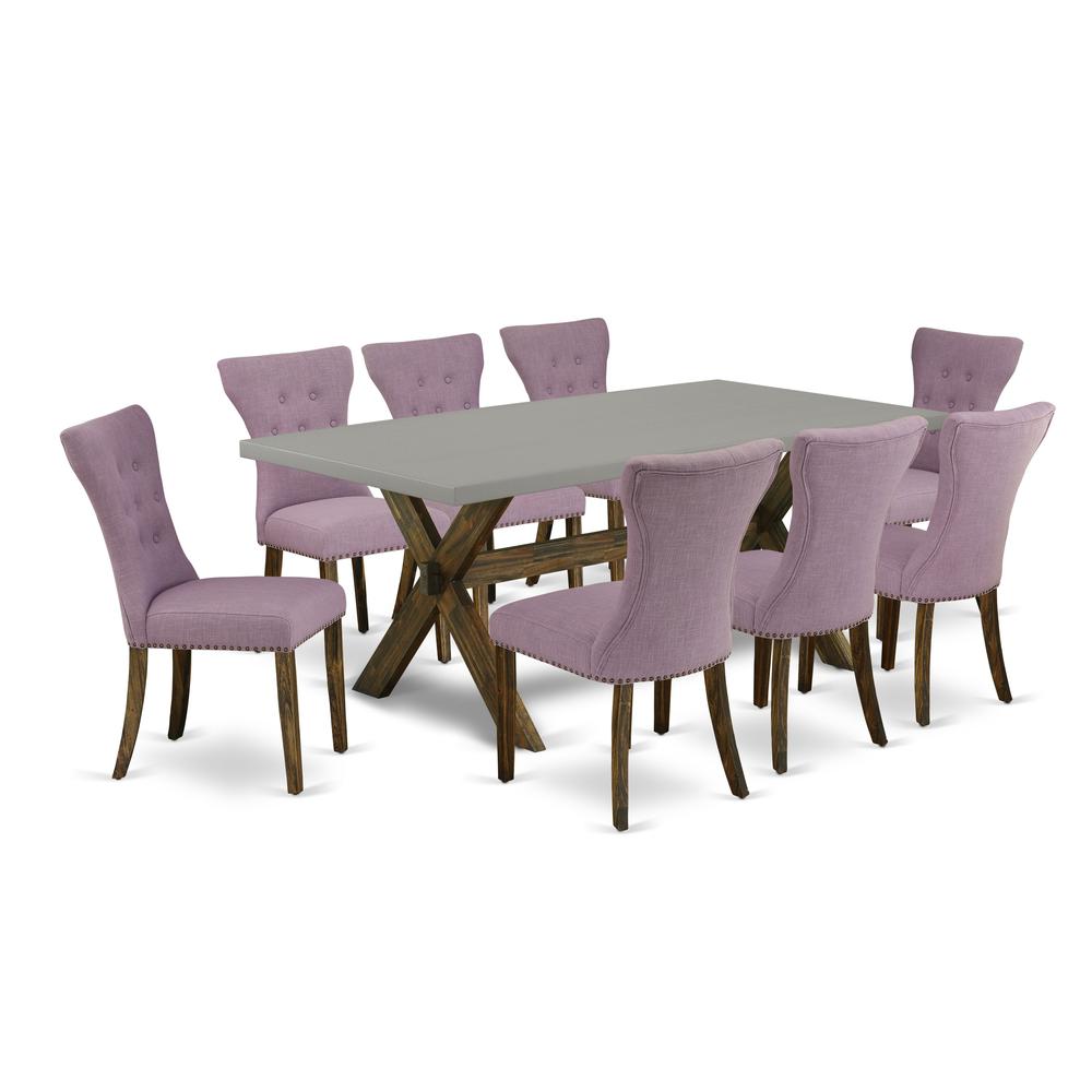 East West Furniture X797Ga740-9 - 9-Piece Dining Table Set - 8 Parsons Chairs and a a Rectangular Table Hardwood Frame