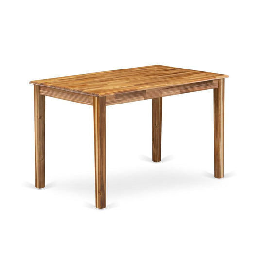 East West Furniture Wooden Dining Table - Natural Rectangular Table Top Surface and Asian Wood Dinner Table 4 Legs - Natural Finish