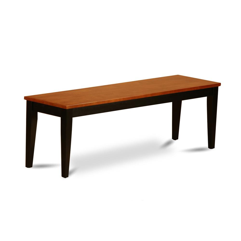 Nicoli  Dining  Bench  with  Wood  Seat  in  Black  and  Cherry  Finish