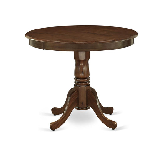 3 Pc Dining Table Set Includes a Round Table and 2 Parson Chairs, Antique Walnut