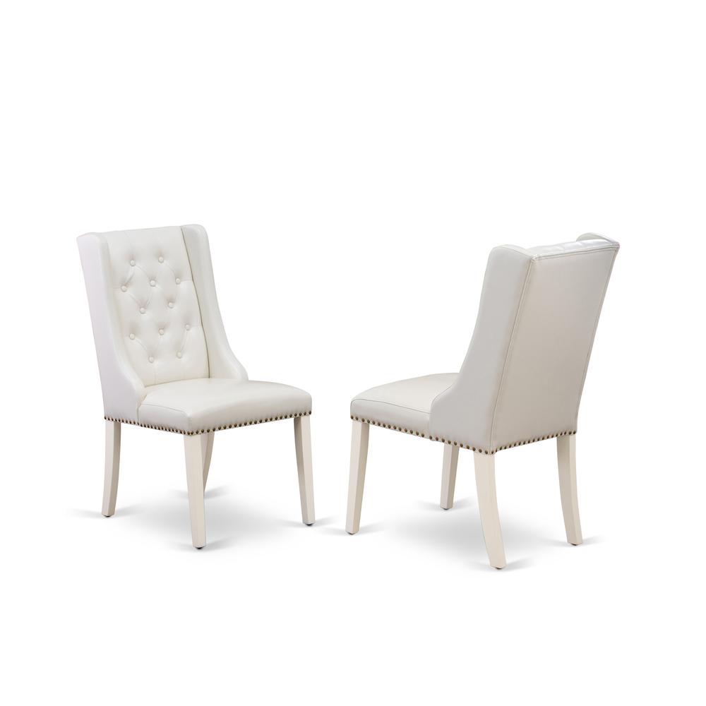 FOP2T44 Mid Century Dining Chairs - Light Grey Linen Fabric Dining Chair and Button Tufted Back with Linen White Rubber Wood Legs - Set of 2 Chairs