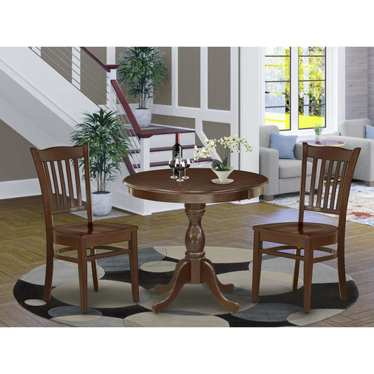 AMGR3-MAH-W 3 Piece Dining Room Table Set - 1 Dining Table and 2 Mahogany Dining Chairs - Mahogany Finish