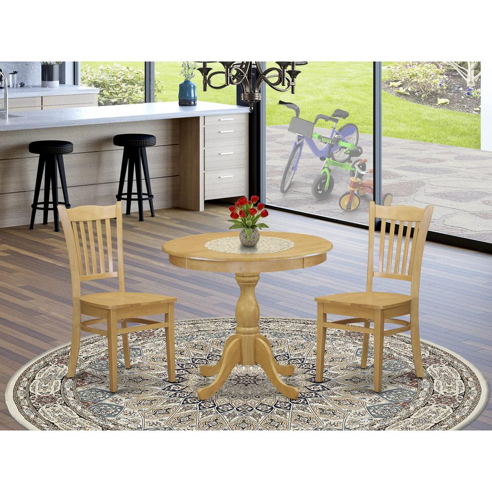 AMGR3-OAK-W 3 Piece Dining Room Table Set - 1 Dining Table and 2 Oak Dining Room Chairs - Oak Finish