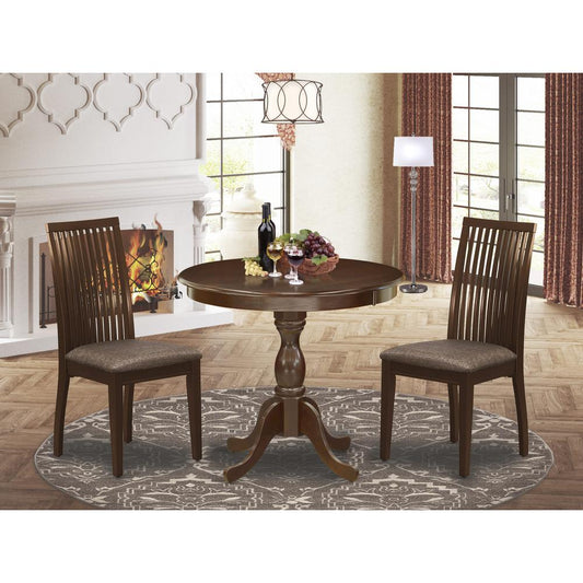 AMIP3-MAH-C 3 Piece Dining Table Set - 1 Modern Kitchen Table and 2 Mahogany Kitchen Chair - Mahogany Finish