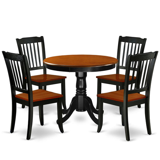 Dining Room Set Black & Cherry, ANDA5-BCH-W