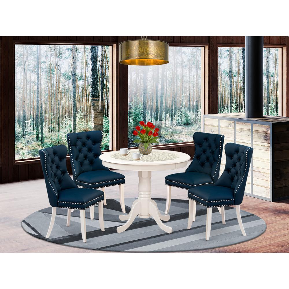 5 Piece Dining Room Set Consists of a Round Kitchen Table with Pedestal