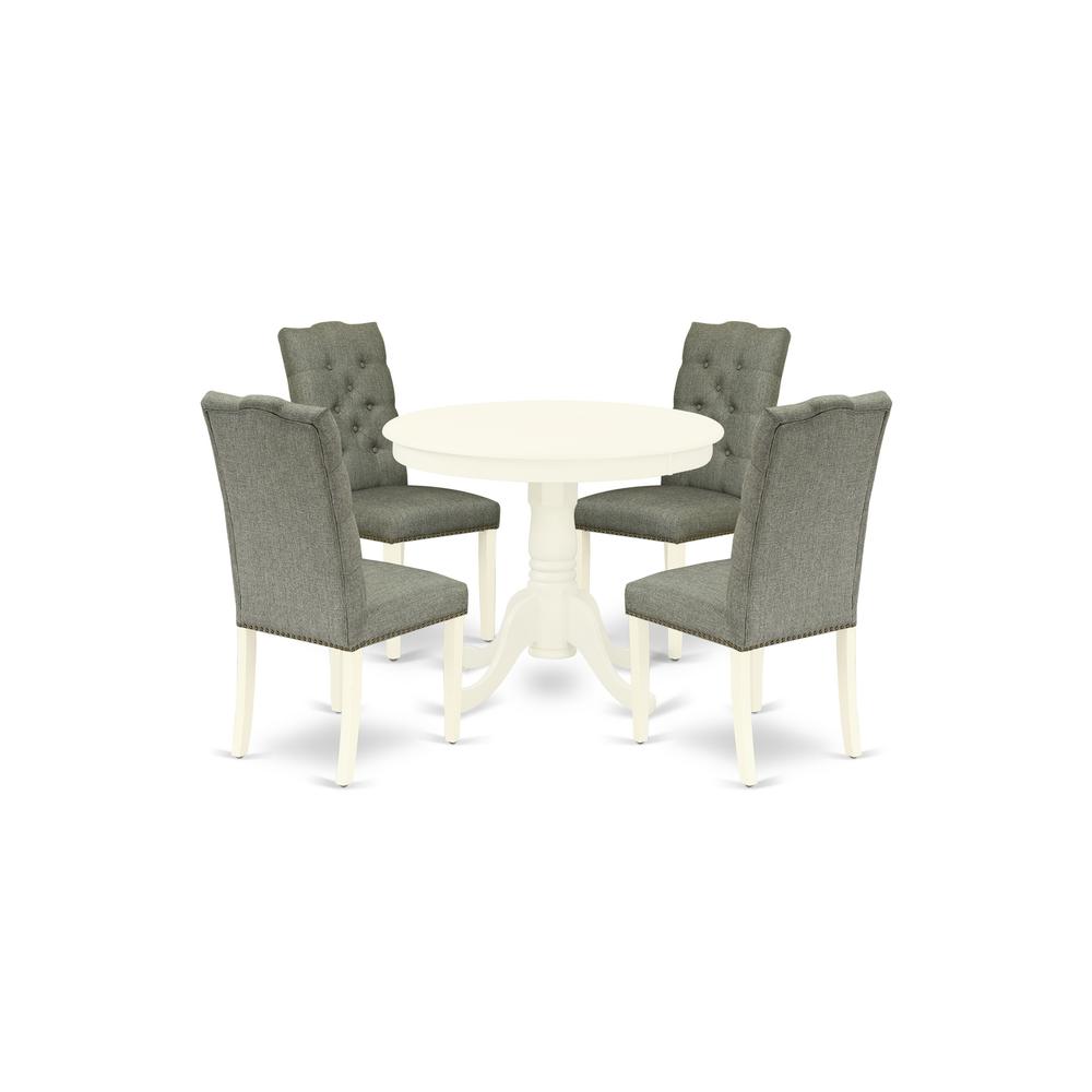 Dining Room Set Linen White, ANEL5-LWH-07