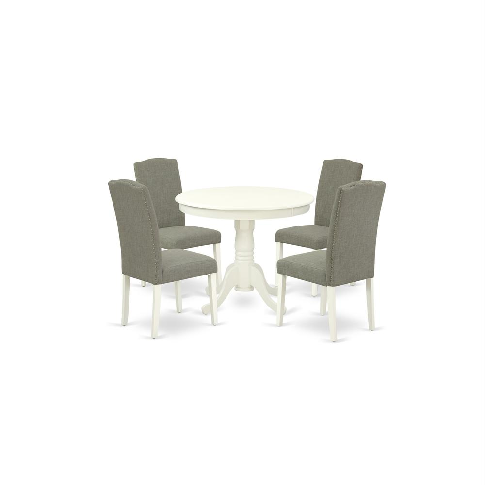 Dining Room Set Linen White, ANEN5-LWH-06