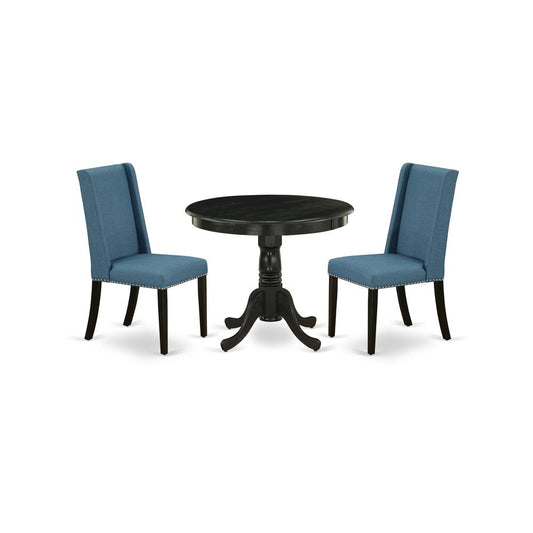 Dining Room Set Wirebrushed Black, ANFL3-ABK-21