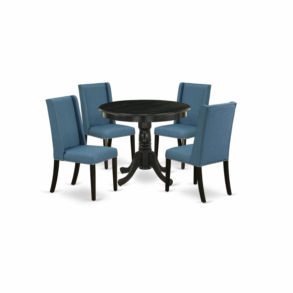 Dining Room Set Wirebrushed Black, ANFL5-ABK-21