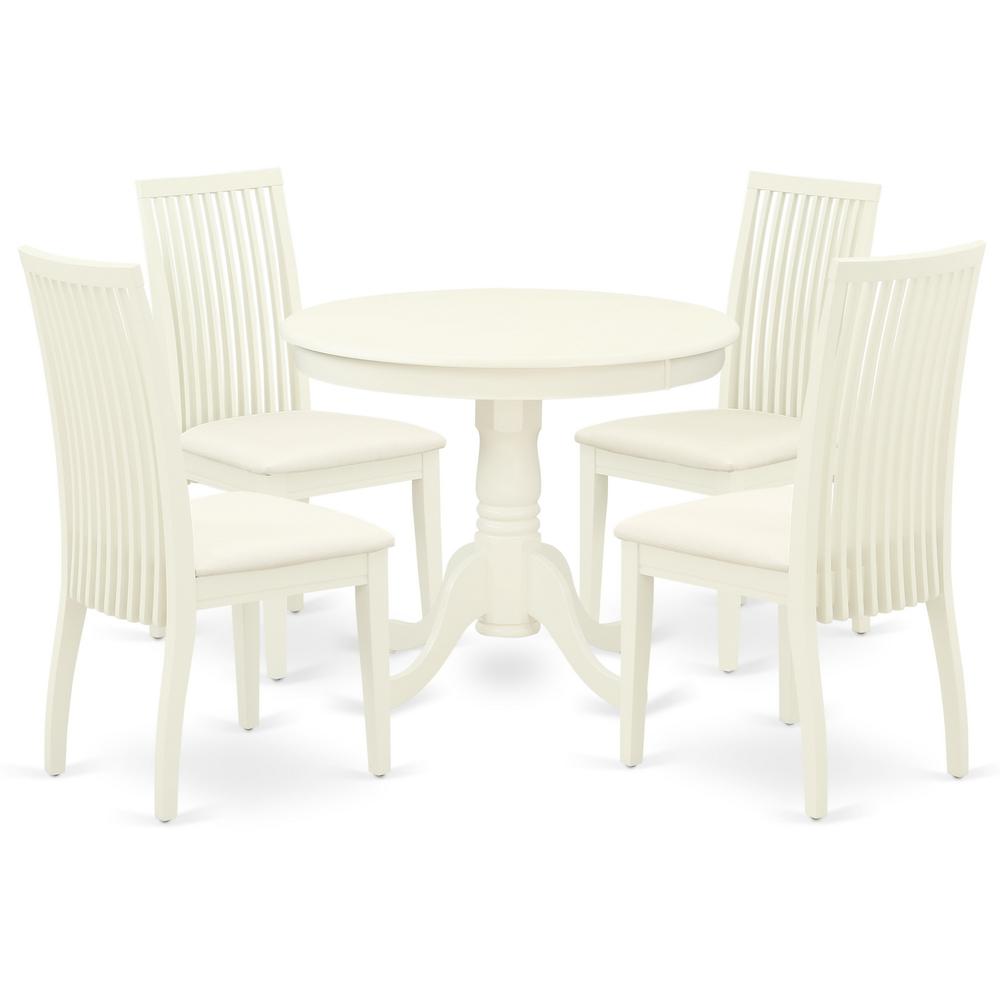 Dining Room Set Linen White, ANIP5-LWH-C