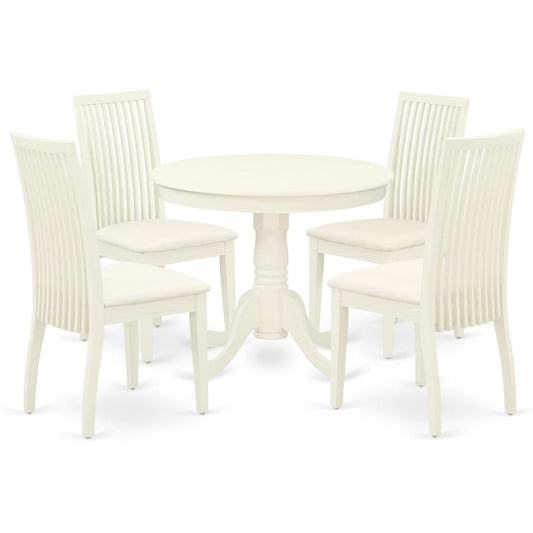 Dining Room Set Linen White, ANIP5-LWH-C