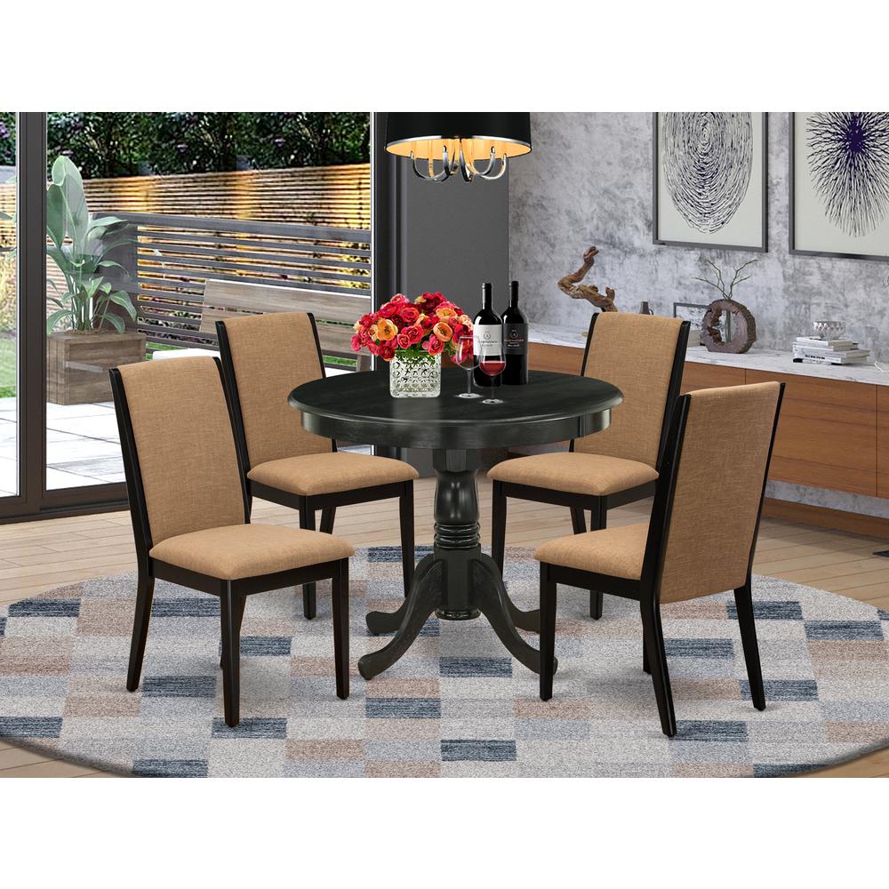 Dining Room Set Wirebrushed Black, ANLA5-ABK-47