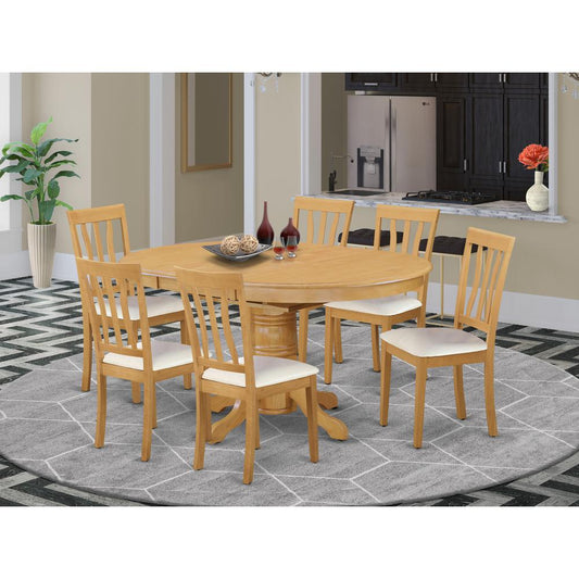 Dining Room Set Oak, AVAT7-OAK-LC