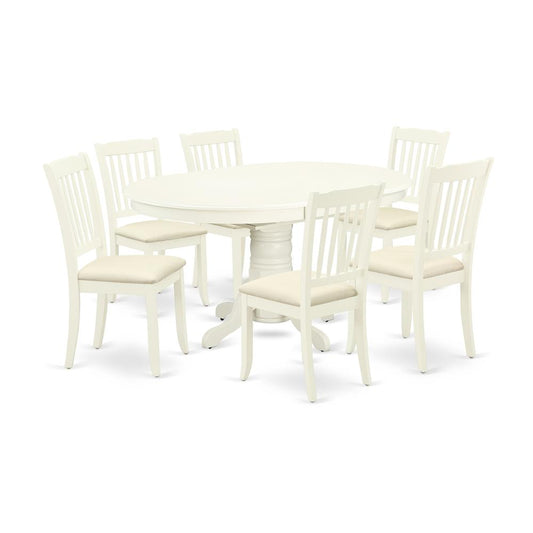 Dining Room Set Linen White, AVDA7-LWH-C