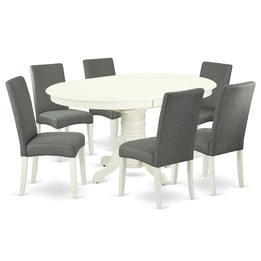 Dining Room Set Linen White, AVDR7-LWH-07