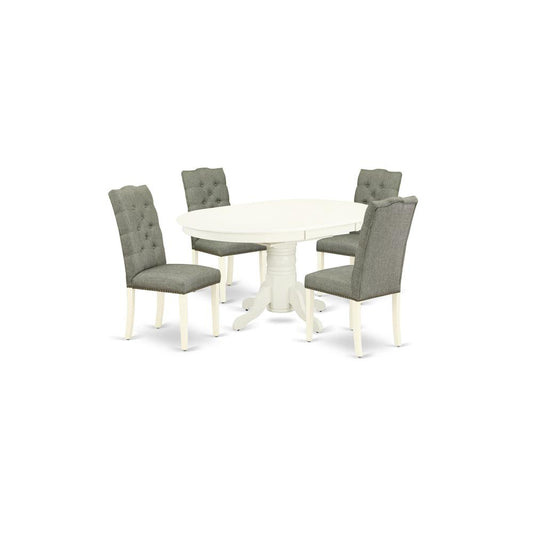 Dining Room Set Linen White, AVEL5-LWH-07