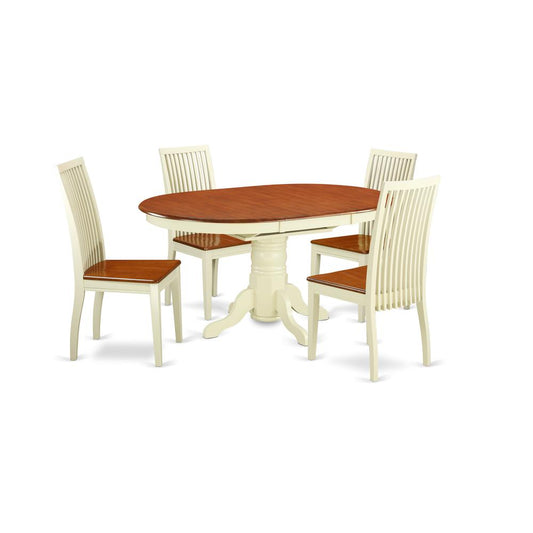 Dining Room Set Buttermilk & Cherry, AVIP5-BMK-W