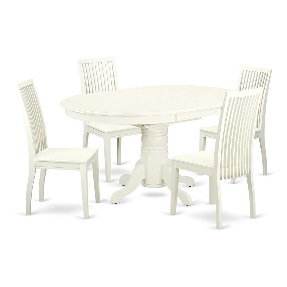 Dining Room Set Linen White, AVIP5-LWH-W