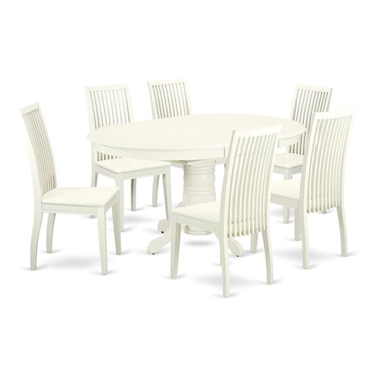 Dining Room Set Linen White, AVIP7-LWH-W