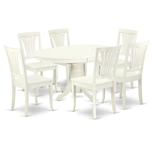 Dining Room Set Linen White, AVON7-LWH-W