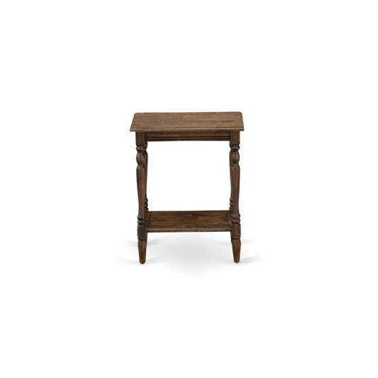 East West Furniture BF-07-ET Wood End Table with Open Storage Shelf - Modern Nightstand for Small Spaces, Stable and Sturdy Constructed - Distressed Jacobean Finish