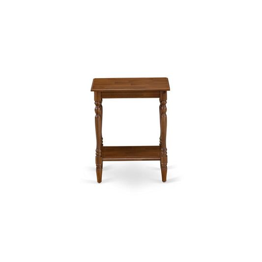 East West Furniture BF-08-ET End Table with Open Storage Shelf - Night Stand for Small Spaces, Stable and Sturdy Constructed - Antique Walnut Finish