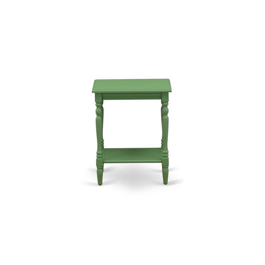 East West Furniture BF-12-ET Night stand with Open Storage Shelf - Mid Century Side Table for Small Spaces, Stable and Sturdy Constructed - Clover Green Finish