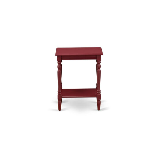 East West Furniture BF-13-ET Modern End Table with Open Storage Shelf - Wood Nightstand for Small Spaces, Stable and Sturdy Constructed - Burgundy Finish