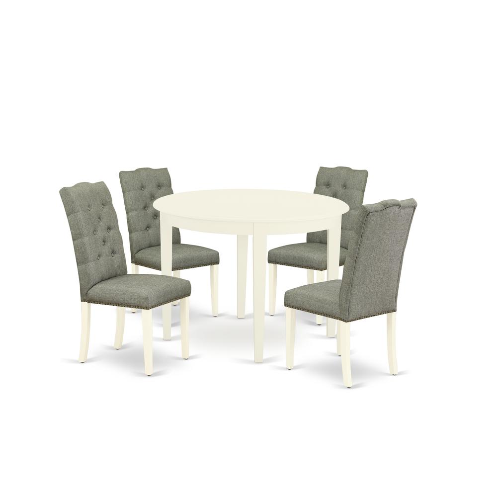 Dining Room Set Linen White, BOEL5-WHI-07