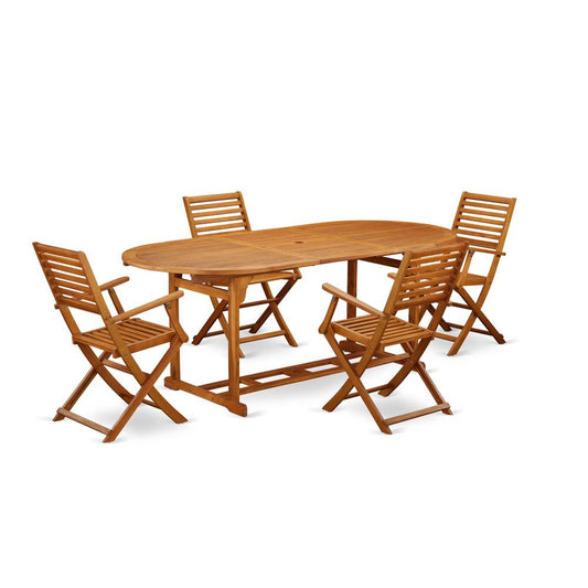 Wooden Patio Set Natural Oil, BSBS5CANA