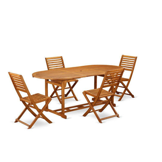 Wooden Patio Set Natural Oil, BSBS5CWNA