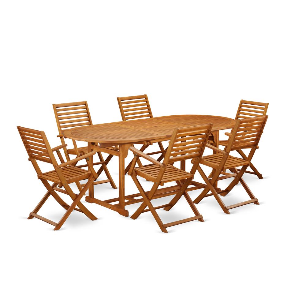 Wooden Patio Set Natural Oil, BSBS7CANA