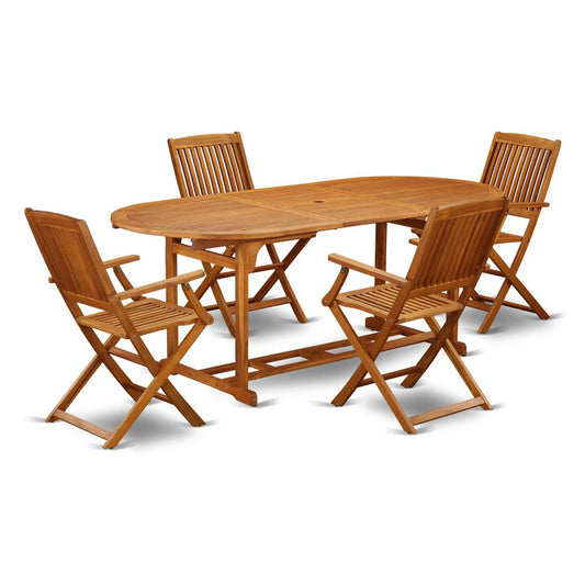 Wooden Patio Set Natural Oil, BSCM5CANA