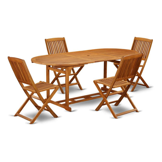 Wooden Patio Set Natural Oil, BSCM5CWNA