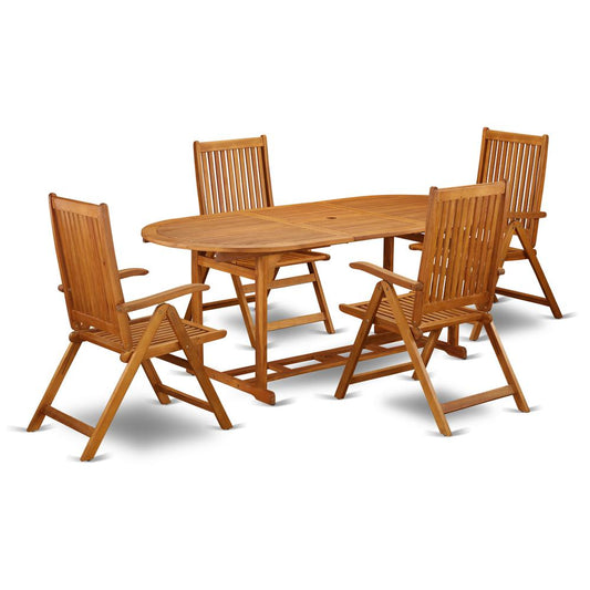 Wooden Patio Set Natural Oil, BSCN5NC5N