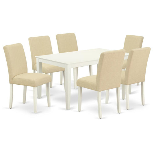 Dining Room Set Linen White, CAAB7-LWH-02