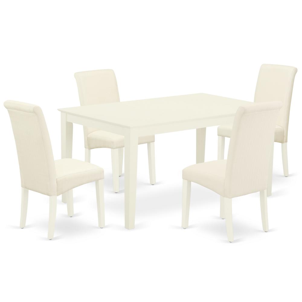 Dining Room Set Linen White, CABA5-LWH-01