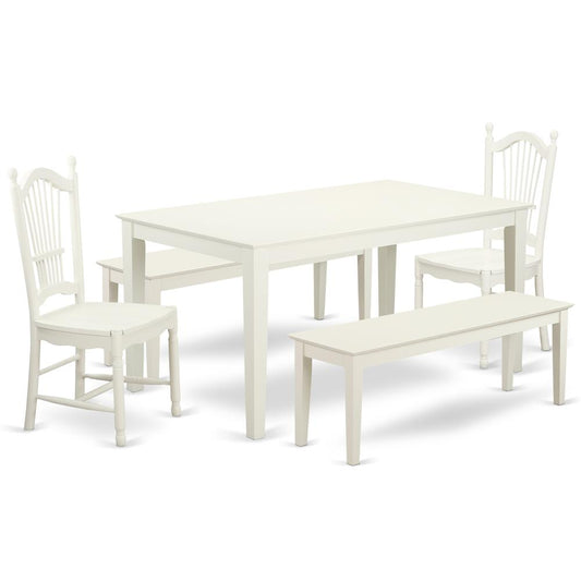 Dining Room Set Linen White, CADO5C-LWH-W