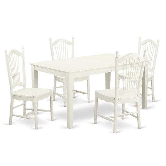 Dining Room Set Linen White, CADO5-LWH-W